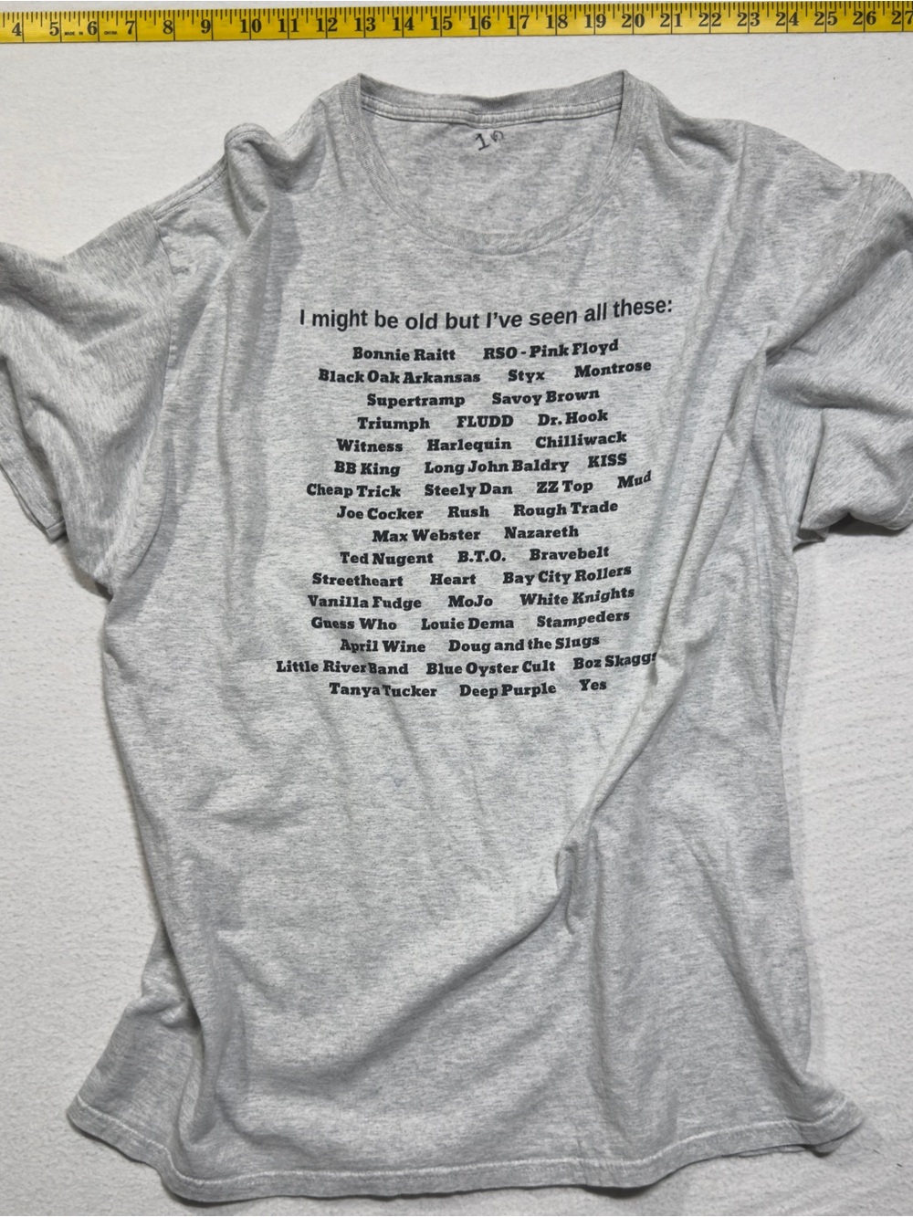 Classic Gray 2000s Graphic Men's T-Shirt - List Band Print list of rock bands